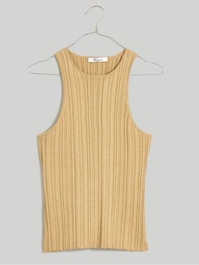 NWOT Madewell Gold Signature Sweater Knit Cutaway Sweater Tank | XS